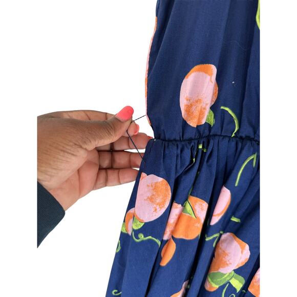 ModCloth Peach Print Instant Energy Faux-Wrap Dress Size 8 MISSING BELT - Picture 6 of 13